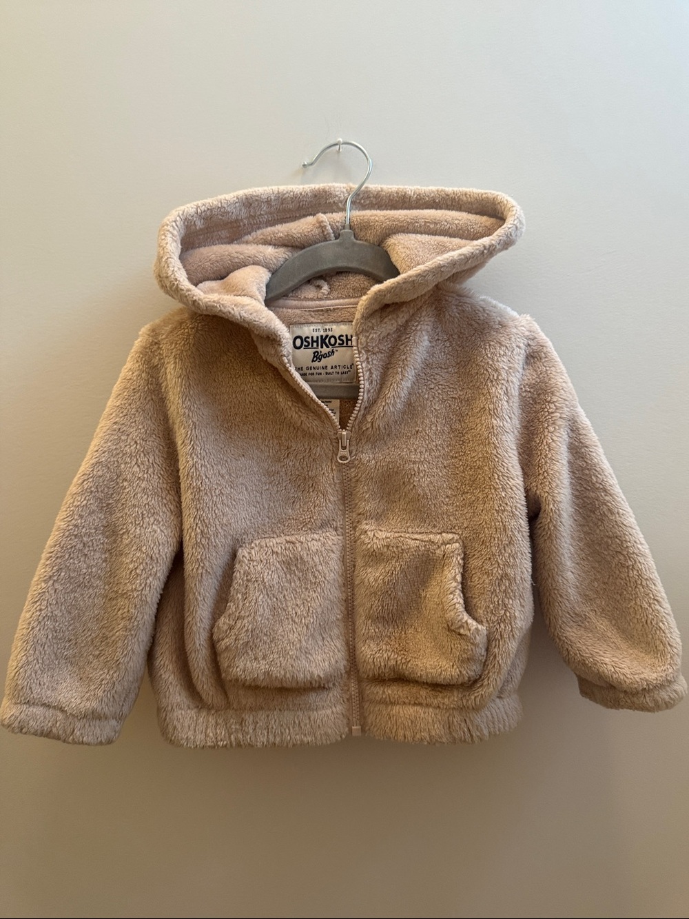 OshKosh B’gosh Baby Beige Fuzzy Fleece Sweater 18M